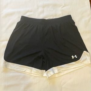 Under Armour athletic shorts, NWT, women’s size small, black with white trim